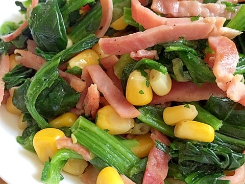 冷凍ほうれん草とベーコンとコーンのバター炒め レシピ 作り方 By まかろん 楽天レシピ 冷凍ほうれん草とベーコンとコーンのバター炒め レシピ 作り方 By まかろん 楽天レシピ